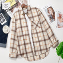 Plaid Shirts Women Top And Blouses Long Sleeve Oversized Cotton Ladies Casual Blusas One Pocket Loose Female Checked Shirt 2022