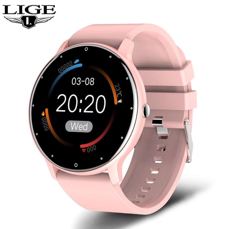 LIGE 2021 Neue Frauen Smart Watch Männer Voller Touchscreen Sport Fitness Uhr Wasserdicht Bluetooth Für Android ios Smartwatch Männer