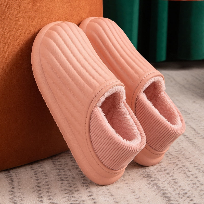 Fashion Women Slippers Winter Warm Fur Slippers Men Women Boys Girls House Shoes Flat Heel Home Indoor Waterproof Female Slipper