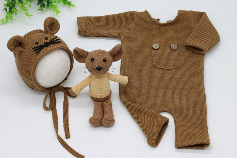 Atrezos para fotografía de bebés recién nacidos, muñeco de ratón, pelele para bebé, niño y niña, monos, traje de fotografía, accesorios de fotografía para estudio de bebés, ropa