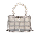 Bolso de mano de lujo con diseño de cesta calada de alta calidad para fiesta, bolsos de mano con diamantes y perlas para mujer, bolso de noche, bolsos de moda, bolso de diseñador