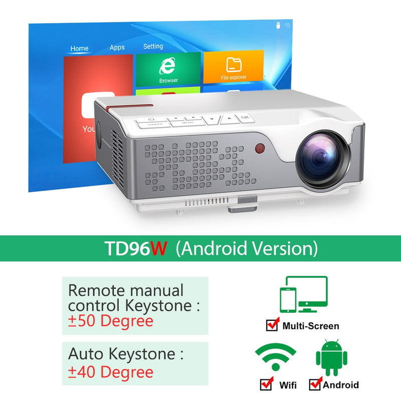 ThundeaL Full HD 1080P Projector TD96 TD96W Android WiFi LED Proyector Native 1920 x 1080P 3D Home Theater Smart Phone Beamer