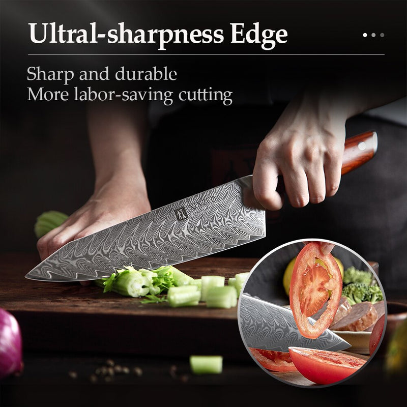 XINZUO 2PCS Kitchen Knife Brand Cook Sets High HRC Damascus Steel Knife Brand Chef Paring Knives Cooking Tools Rosewood Handle