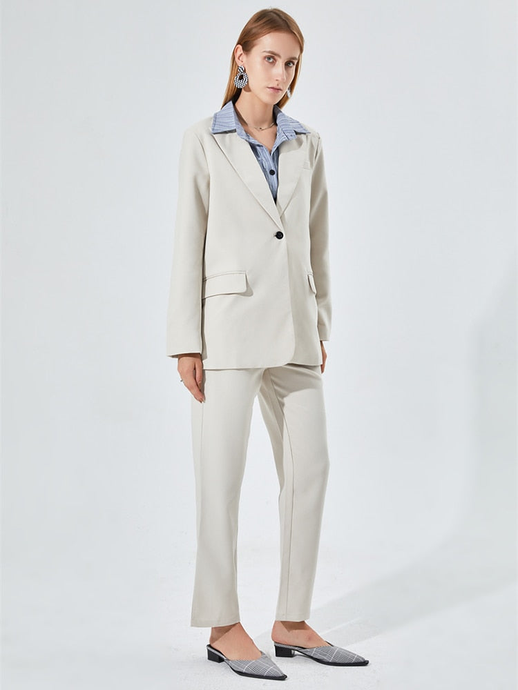 GCAROL Women Blazer And Guard Pants Sets Two Pieces OL Single Breasted Jacket Formal Suit Pleated Trousers Spring Autumn Winter