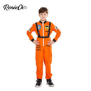 Reneecho Kids Space Astronaut Costume Boys Orange Astronaut Cosplay Sliver Spaceman Costume For Halloween