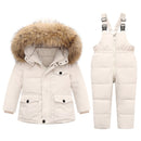 Parka Echtpelz Kapuze Jungen Baby Overalls Winter Daunenjacke Warme Kinder Mantel Kind Schneeanzug Schnee Kleinkind Mädchen Kleidung Kleidung Set