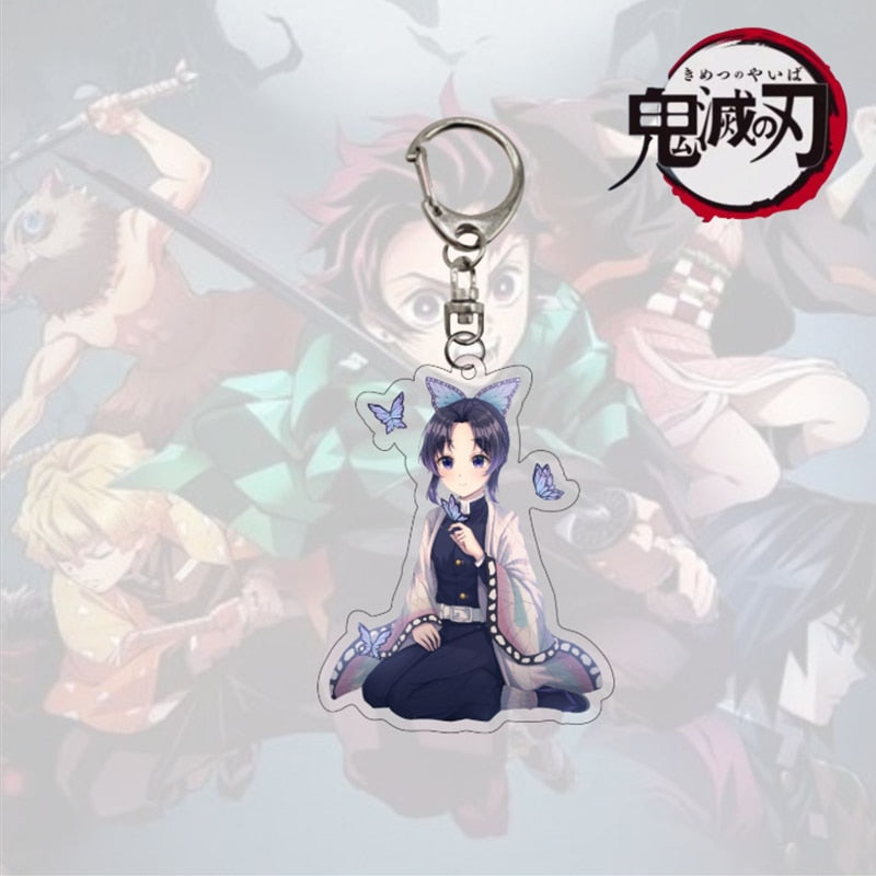 LLavero de Anime Demon Slayer acrílico Kimetsu no Yaiba Blade of Ghost llaveros llavero con cadena accesorios de joyería regalos