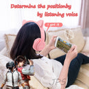 Auriculares inalámbricos Oreja de Gato con micrófono Blue-tooth Glow Light Stereo Bass Cascos Niños Gamer Girl Regalos PC Phone Gaming Headset