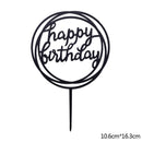 Happy Birthday Cake Topper Acrylic Gold Silver Cake Flag Cupcake Topper For Boy Girl Birthday Party Decorations Wedding Supplies