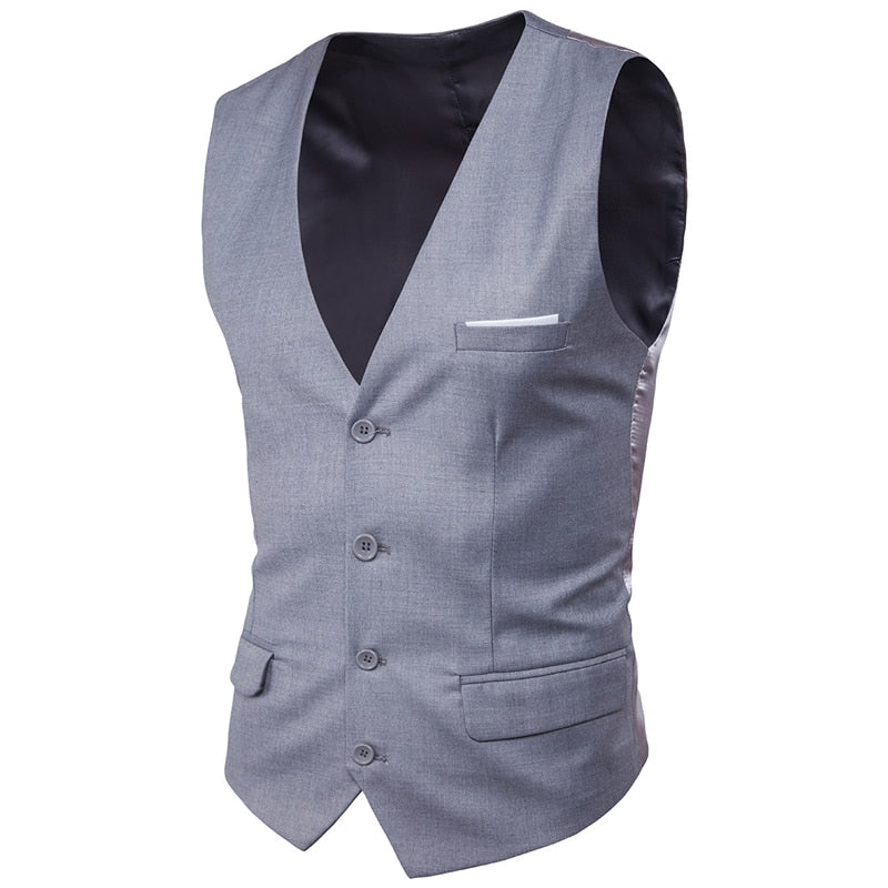 Schwarzer Anzug Weste Herren 2020 Brand New Slim Fit V-Ausschnitt Kleid Westen Herren Formelle Business Hochzeit Smoking Chaleco Hombre 6XL