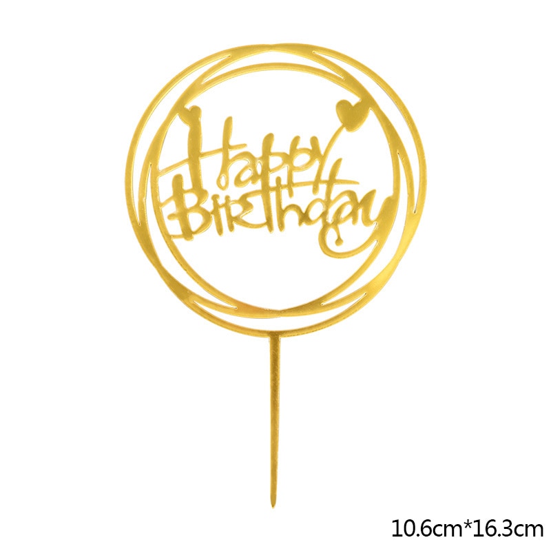 Happy Birthday Cake Topper Acryl Gold Silber Cake Flag Cupcake Topper für Jungen Mädchen Geburtstagsfeier Dekorationen Hochzeit Zubehör