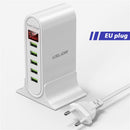 USLION USB-Ladegerät mit 5 Anschlüssen, HUB, Multi-USB-Ladestation, Dock, Desktop, Wand, Zuhause, LED-Anzeige, universelle neue Ladegeräte, EU-US-UK-Stecker