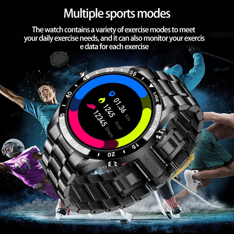 LIGE 2022 Smart Watch Herren Full Touch Sport Fitness Uhr Blutdruck Wasserdicht Bluetooth Anruf Für Android Ios Smartwatch Herren