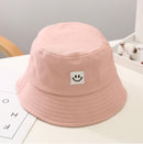 2020 New Smile Face Labeled Children Bucket Hats All Matched Simple Style Caps Kids Bob Hat Summer Fashion Sun Hat