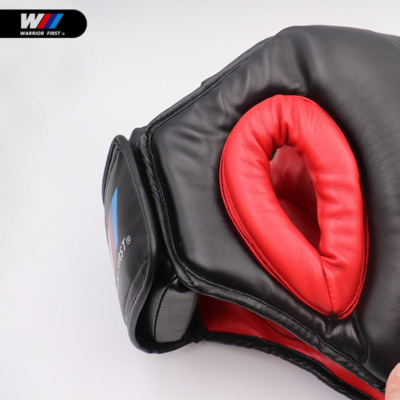 Free Shipping RED/BLACK Closed Type Boxing Head Guard/Sparring Helmet/MMA/Muay Thai Kickboxing Brace/Head Protection PU Material