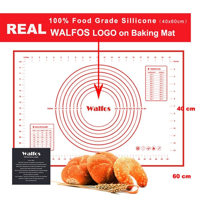 WALFOS Ex-Large Non-Stick Silicone Pad For Oven Baking Pastry Mat Scale Rolling Dough Mat Fondant Cake Confectionery Tools