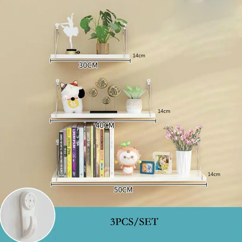 3PCS Wooden Wall Hanging Shelves Living Room Decor Display Stand Flower Pot Bookcase Holder Rack Bathroom Kitchen Storage Shelf