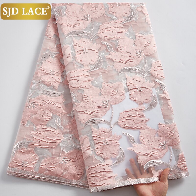 SJD LACE Newest French Lace Fabric Heavy Embroidery African Mesh Lace Fabric New Design Organza Laces For Wedding Party SewA2078