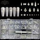21 Grids Crystals Diamonds Nail Rhinestones Set 3100pcs FlatBack Rhinestones Kit Sparkling Nail Art With 1 Pen For Decorations