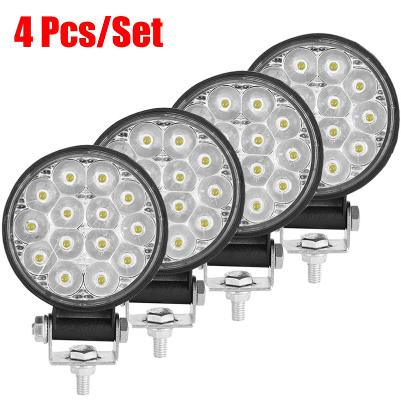 Mini Led Work Light Round Spotlight 42W Car Work Headlight Offroad Fog Light Lamp Night 12/24V LED Light Bar Driving Lights