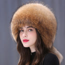 Winter Real Fox Fur Hats For Women Winter Stylish Russian Thick Warm Beanie woman Hat Natural Fluffy Fur Caps With Tail