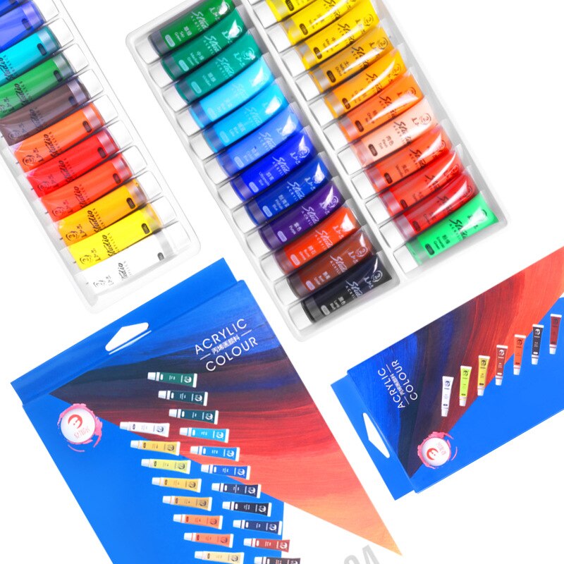 Aibelle Wasserfest 24 Farben 15 ml Professionelles Acrylfarben-Set Handbemalte Textilfarbe Bunte Künstlerbedarf