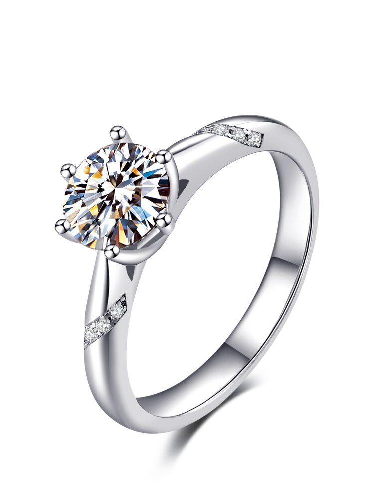 BOEYCJR 925 Silber 0,5 ct / 1 ct / 2 ct F Farbe Moissanite VVS Verlobungs-Hochzeits-Diamantring für Frauen