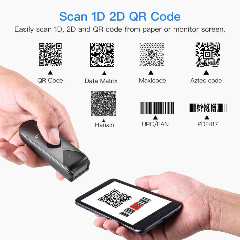 Eyoyo EY-015 Mini Barcode Scanner USB Wired Bluetooth Wireless 1D 2D QR PDF417 Bar Code for IPad IPhone Android Tablets PC