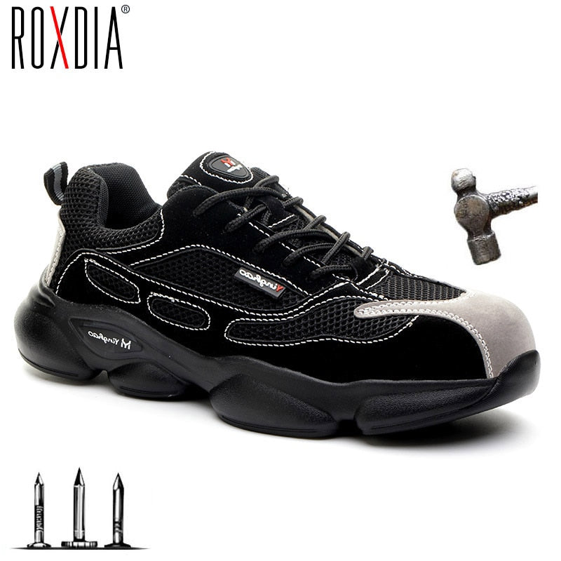 Marca ROXDIA, puntera de acero ligera, zapatos de seguridad para hombres, zapatos de trabajo para mujeres al aire libre, zapatos masculinos y femeninos transpirables de talla grande 36-46 RXM648