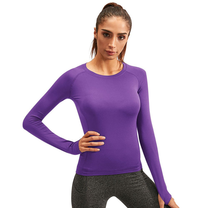 Yuerlian 15% Spandex agregar lana mujer Fitness medias camiseta blusa de entrenamiento deporte correr ropa deportiva manga larga gimnasio Yoga camisa