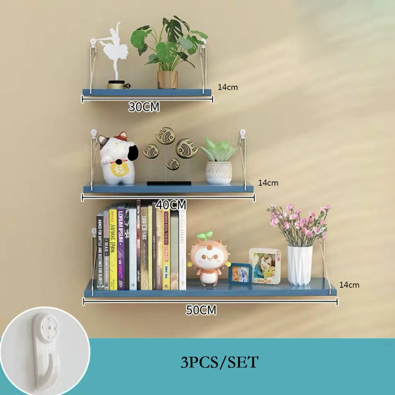 3PCS Wooden Wall Hanging Shelves Living Room Decor Display Stand Flower Pot Bookcase Holder Rack Bathroom Kitchen Storage Shelf