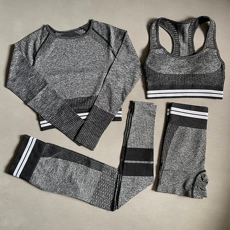 2 / 4Pcs Frauen Vital Seamless Yoga Set Sport-BH + Crop Top Shirts + Shorts + Leggings mit hoher Taille Gym Kleidung Sportbekleidung für Frauen