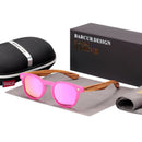 BARCUR Polarized kids sunglasses Round Boy Girl Zebra Wood Sun glasses Cat eyes UV400 Eyewear Oculos Gafas De Sol