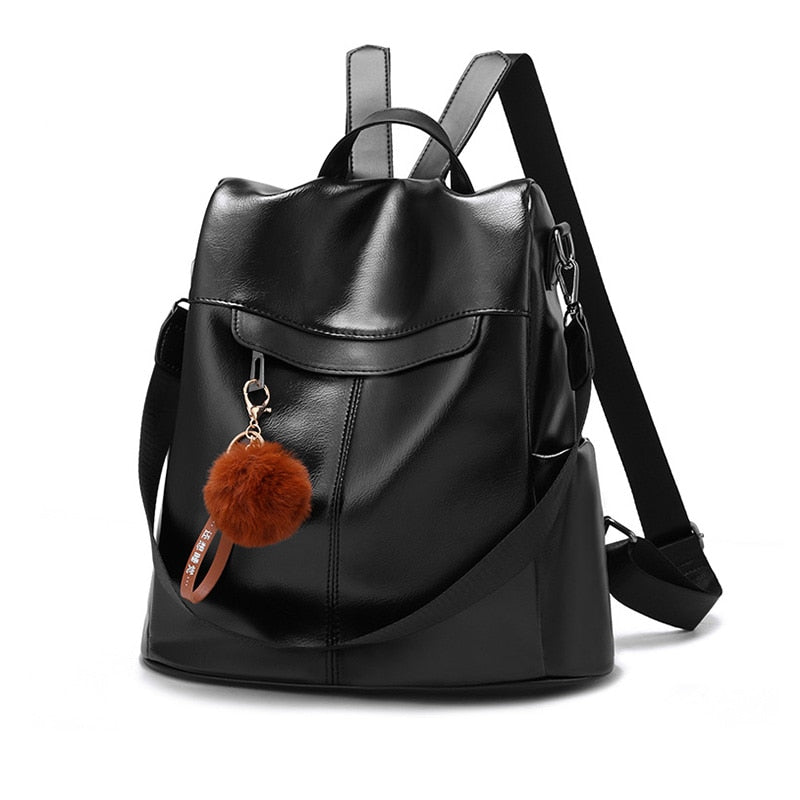 PU Leather Women Backpacks Fashion Anti-theft Ladies Large Capacity Solid Women Multifunction School Bags For Teenage Girls