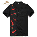 SISHION L-2XL  Men Shirt ST110 Short Sleeve Black Red Rockabilly Cotton Casual Bowling Shirts for Men camisa masculina