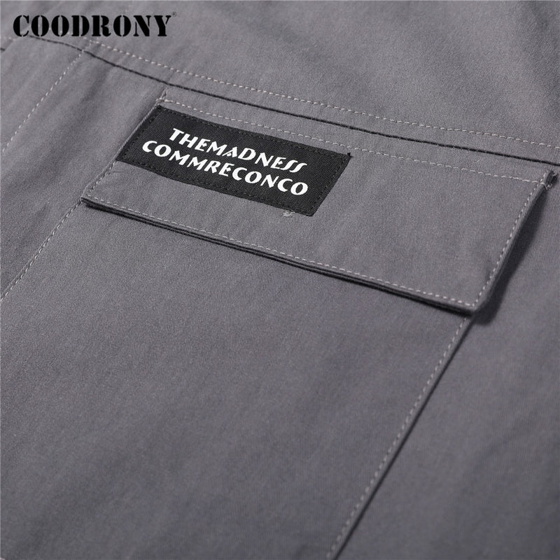 COODRONY Brand Spring Autumn High Quality Streetwear Fashion Style Big Pocket 100% Cotton Long Sleeve Shirt Men Clothing C6112
