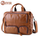 JOYIR Genuine Leather Men's Briefcase Business Bag Laptop 17"Large Capacity Travel Messenger Bag Men Shoulder Bag for Documents