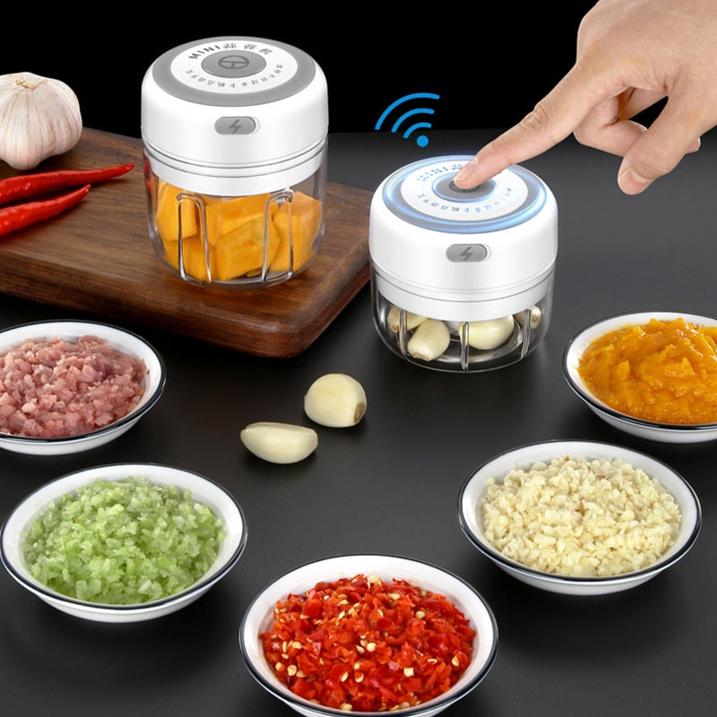 Prensa eléctrica inalámbrica para ajos, picadora de alimentos y verduras, trituradora de 100/250ml, picadora recargable para carne, ajo, picadora, prensadora