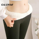 SALSPOR 2XL Warm Winter Dicke Leggings Damen Wolle Fleece Damen Kleidung Lammfell Kaschmir Samt Hosen Elastizität S-2XL