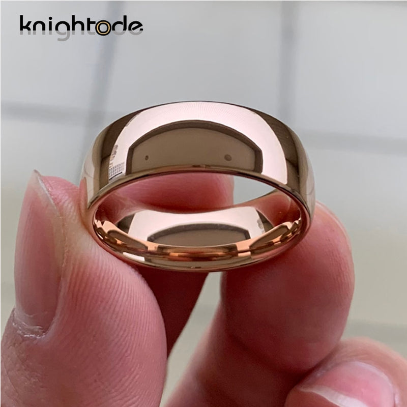 Classic Rose Gold Tungsten Wedding Ring For Women Men Tungsten Carbide Engagement Band Dome Polished Finish 8mm 6mm Ring