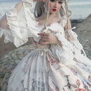 Japanese Gothic Jsk Lolita Dress Women Vintage Victorian Sleeveless Bow Princess Tea Party Dresses Girls Chic Print Lolita Dress