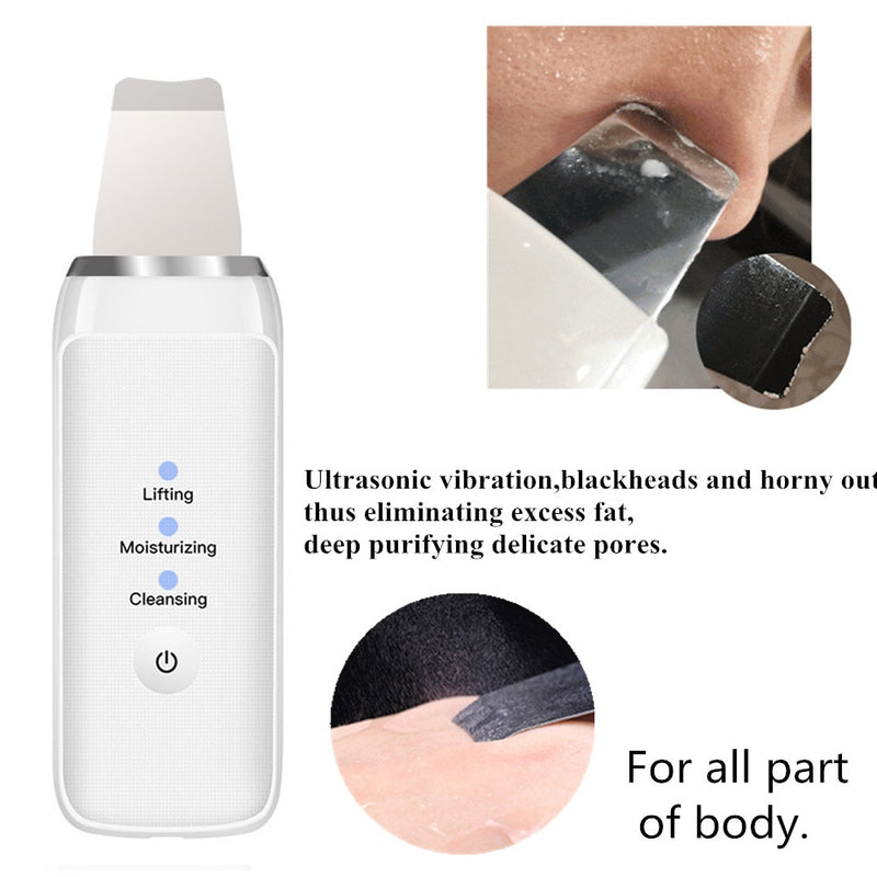Cavitation Peeling Facial Cleaning Ultrasonic Skin Scrubber Deep Clean Ultrasonic Exfoliating Spa Scraper to Remove Blackheads