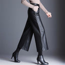 Oversized High Waist Pu Wide Leg Knöchellange Hose Damen Baggy Black Glänzend Kunstleder Damen Lose Hose 2022 Koreanische Hose