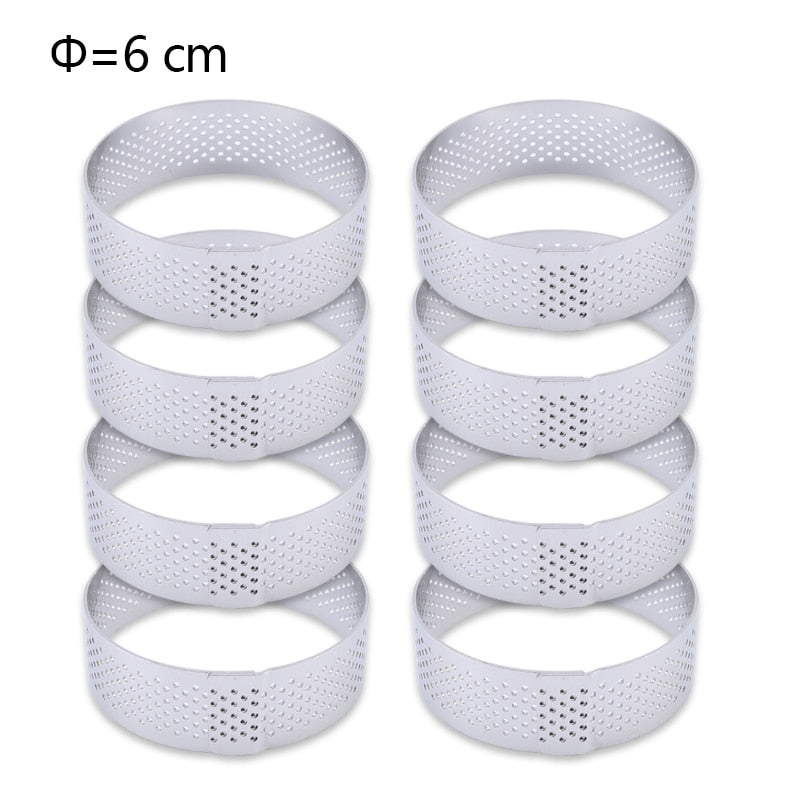6 8 10 CM Stainless Steel Tart Mold Ring Tartlet Cake Mousse Molds Cookies Pastry Circle Cutter Pie Ring Perforated