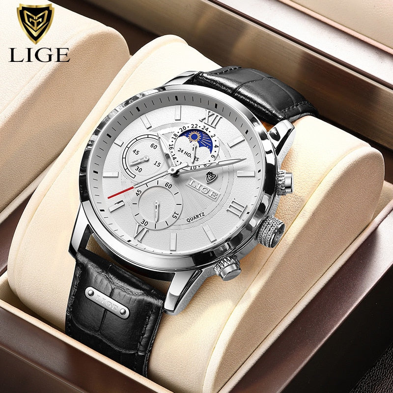 2022 Herrenuhren LIGE Top-Marke Luxus Herren Armbanduhr Herren Leder Quarzuhr Sport Wasserdicht Herren Uhr Relogio Masculino