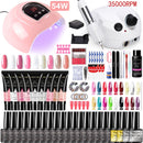 Juego de manicura para extensiones de uñas, juego de esmaltes de uñas de Gel, juego de acrílico, juego de Gel de uñas polivinílicas con lámpara de uñas LED UV, juegos de Gel, juego de herramientas para uñas