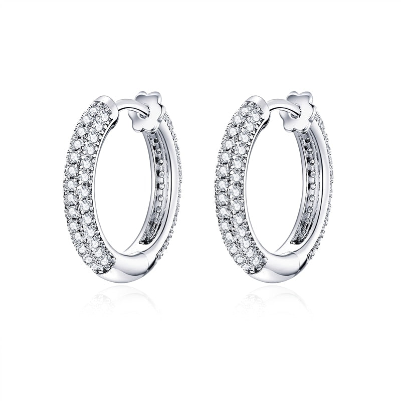 bamoer Ear Hoops 925 Sterling Silver Luxury Hoop Earrings for Women Wedding Engagement Jewelry Gifts Accessories BSE300