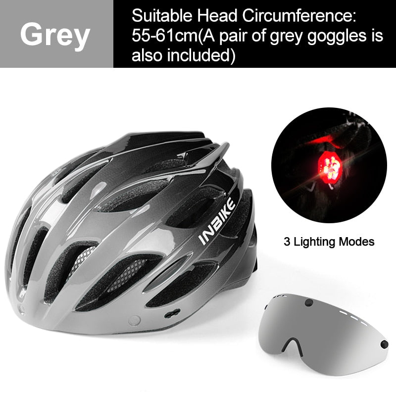 Casco de bicicleta ligero INBIKE, sombrero seguro para hombres y mujeres, casco de bicicleta MTB ultraligero con luz trasera, casco deportivo para montar en bicicleta IH19301