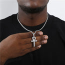 D &amp; Z oro blanco Ankh colgante Iced Out CZ piedras para hombre Micro pavimentado AAA CZ Hip Hop oro plata Color encanto cadenas joyería regalo
