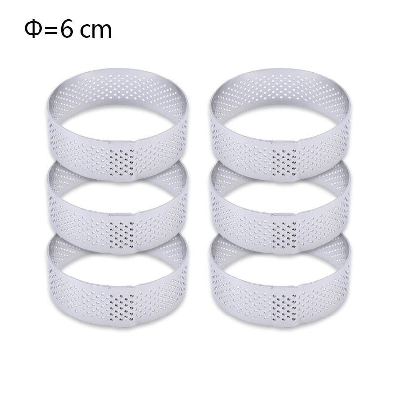 6 8 10 CM Stainless Steel Tart Mold Ring Tartlet Cake Mousse Molds Cookies Pastry Circle Cutter Pie Ring Perforated